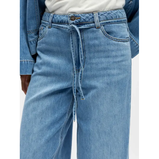 wide leg jeans met touwceintuur