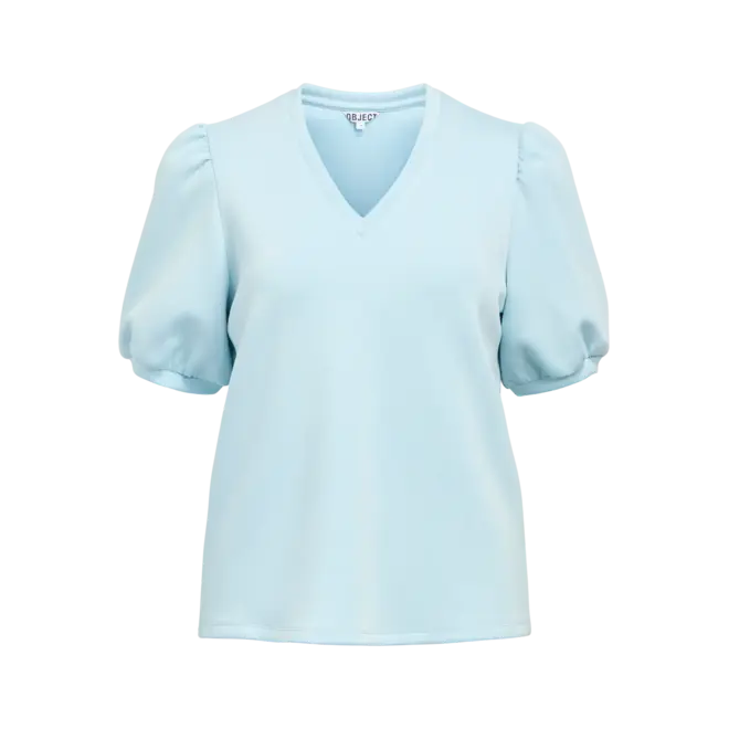 top met pofmouw lichtblauw