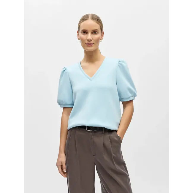 Object top met pofmouw lichtblauw