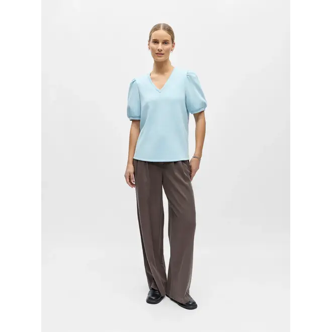 top met pofmouw lichtblauw