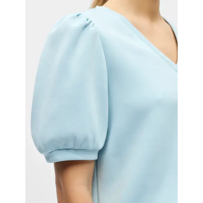Object top met pofmouw lichtblauw