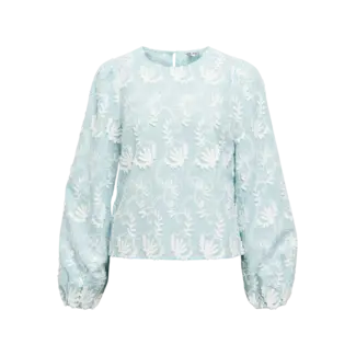 Object blouse met applicaties lichtblauw/ off white