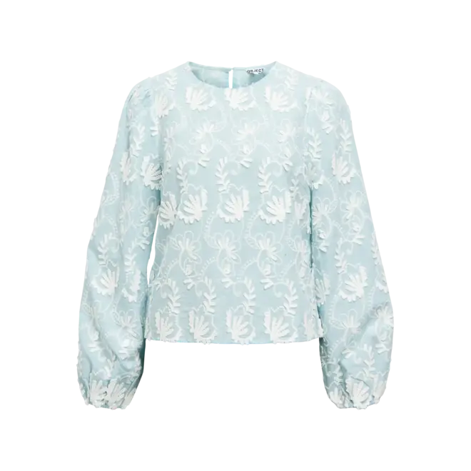 blouse met applicaties lichtblauw/ off white