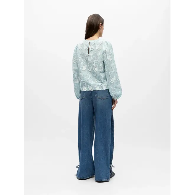 blouse met applicaties lichtblauw/ off white