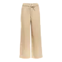 wide jeans met strikceintuur beige