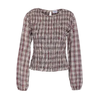 Noisy may getailleerde blouse ruitjes