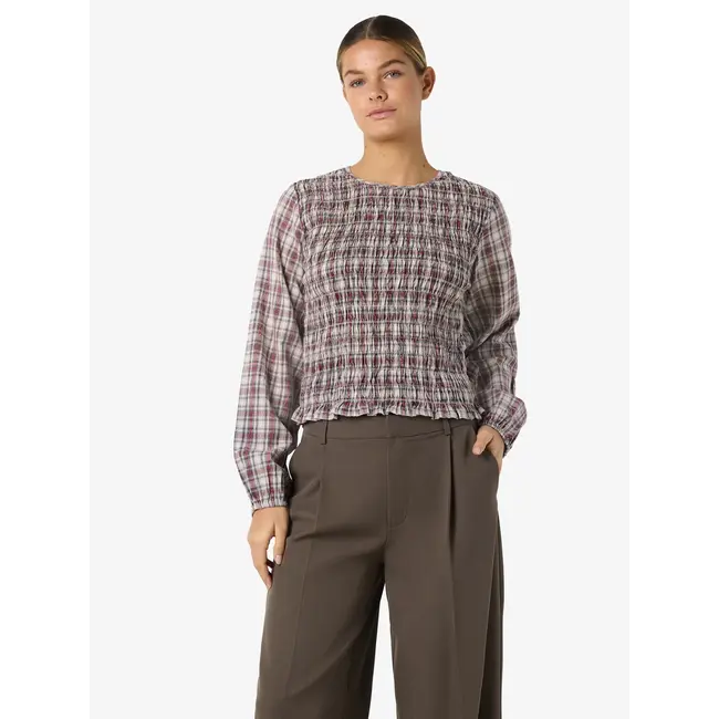 Noisy may getaillerde blouse ruitjes