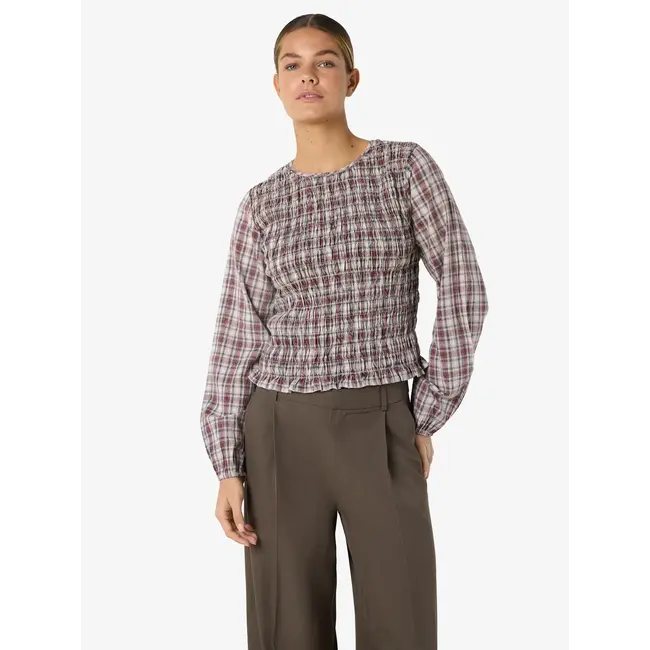 Noisy may getaillerde blouse ruitjes