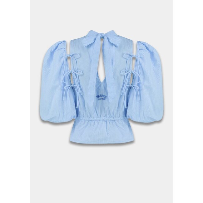 Harper&Yve jacey blouse met afneembare mouwen blauw