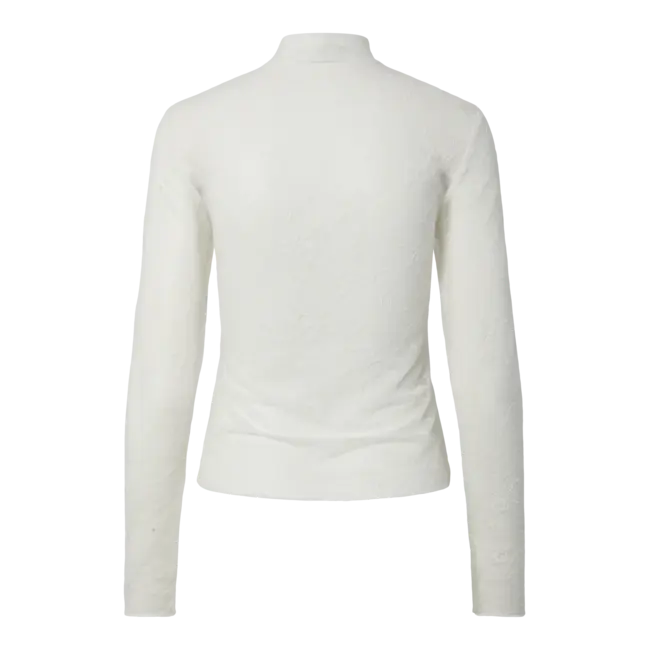 PIECES kanten mesh top off white