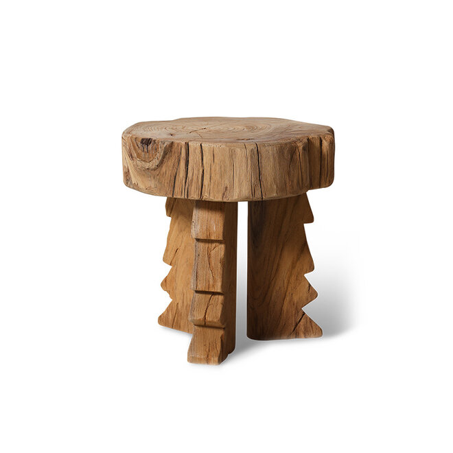 carved wooden stool