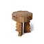 HK Living carved wooden stool