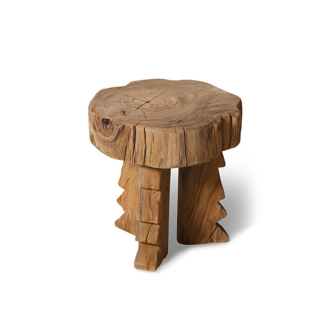 carved wooden stool