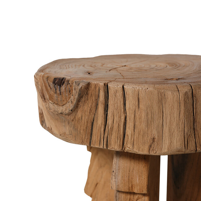 HK Living carved wooden stool