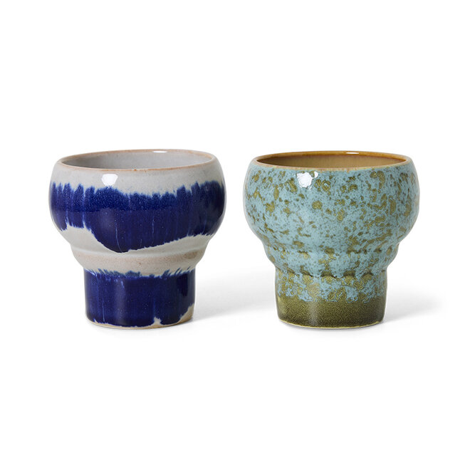 70s ceramics lungo mugs, symbolist