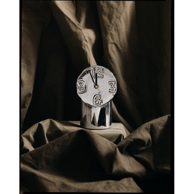 HK Living ceramic clock, chrome