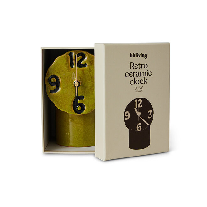 retro ceramic clock, olive