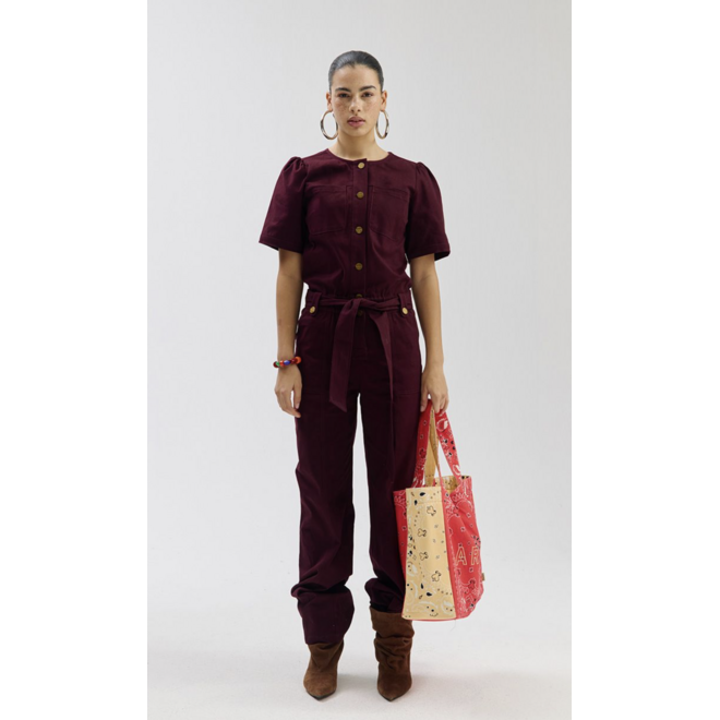 Jumpsuit met pofmouwen