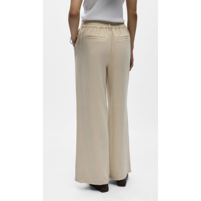 Wijde pantalon beige