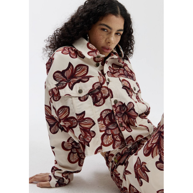 jeans jas met bloemenprint