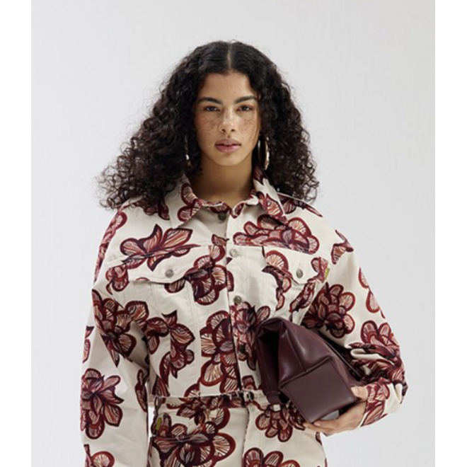 jeans jas met bloemenprint