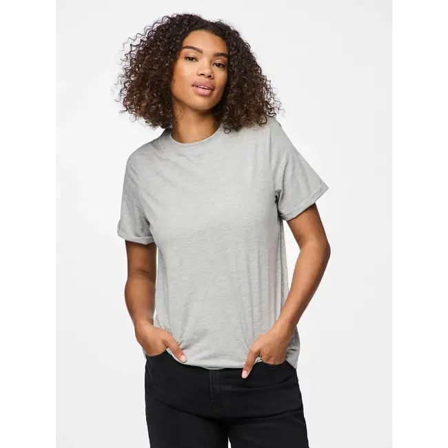 PIECES basic top light grey melange