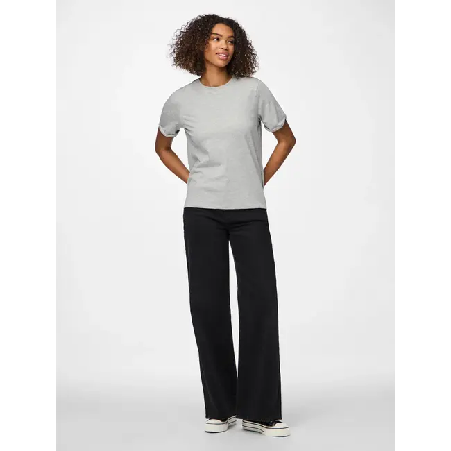 PIECES basic top light grey melange