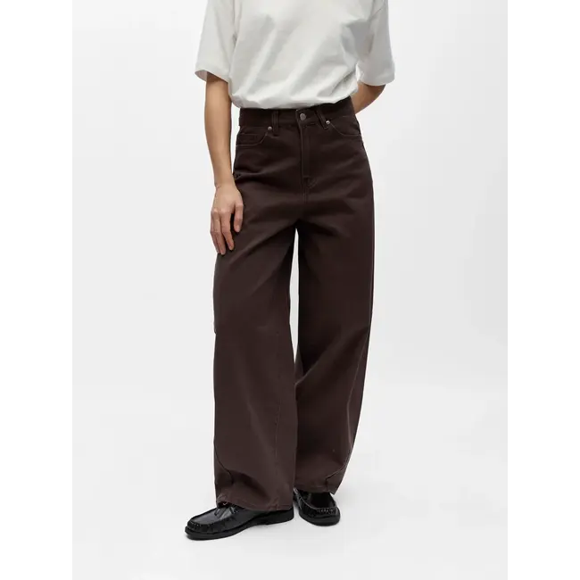 Object super barrel jeans donkerbruin