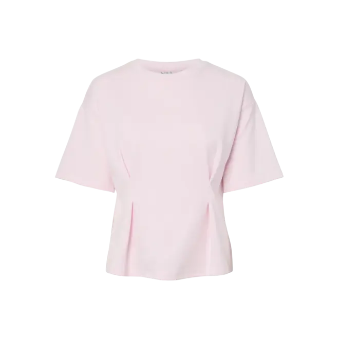 lichtroze top met gesmockte taille