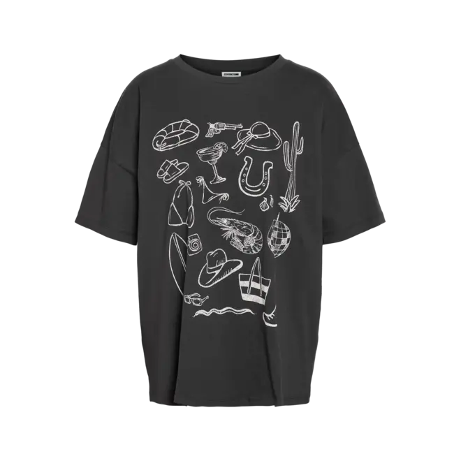 Nmida s/s o-neck aloha t-shirt fwd, obsidian/summer mot