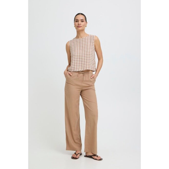 linnenmix pantalon met koord