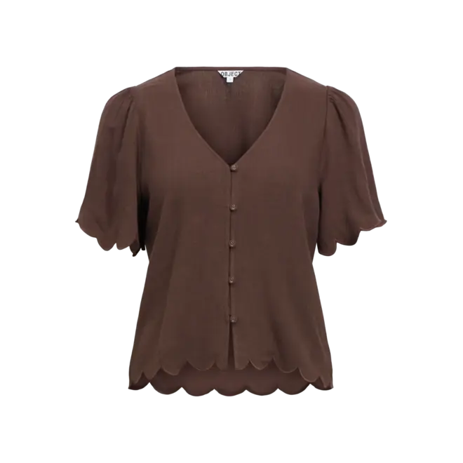 blouse met v-hals linnenlook