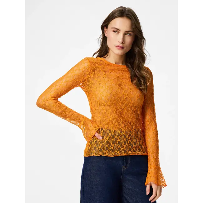 PIECES kanten top burned orange