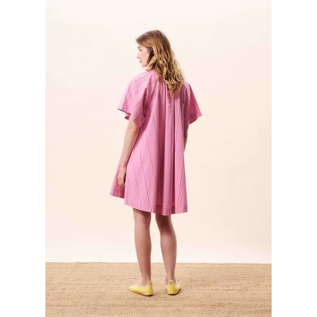 FRNCH jurk roze met subtiele streep