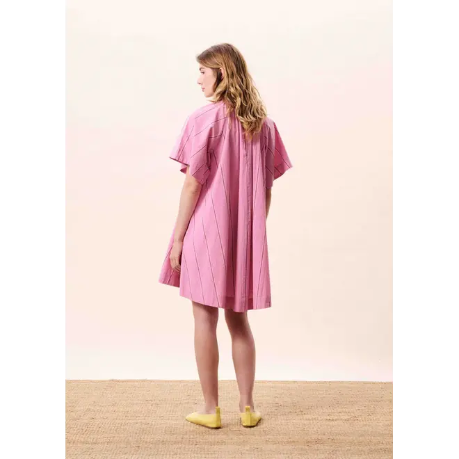 jurk roze met subtiele streep