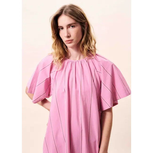 FRNCH jurk roze met subtiele streep