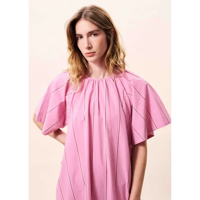 jurk roze met subtiele streep