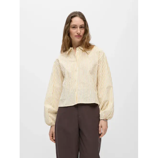 gestreepte blouse met applicaties