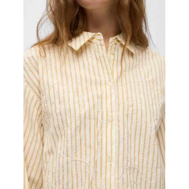 gestreepte blouse met applicaties