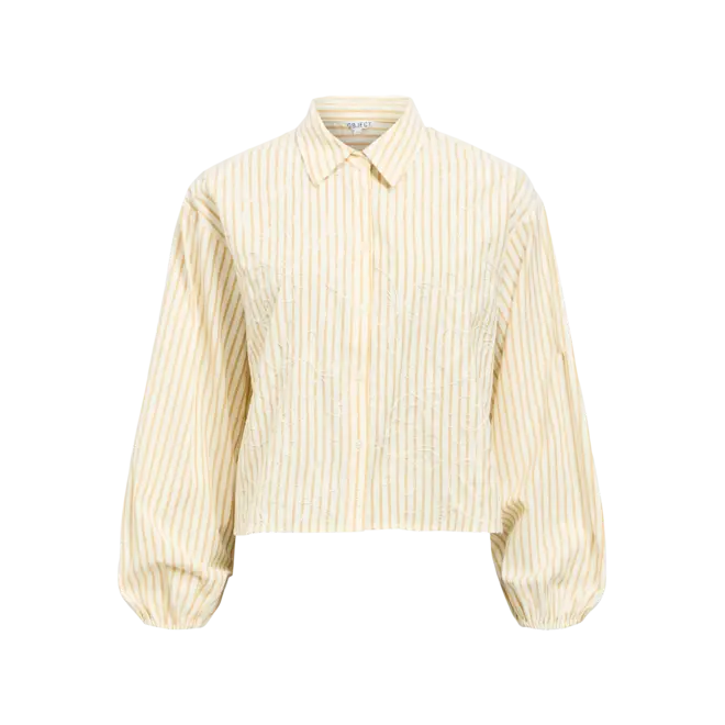 gestreepte blouse met applicaties