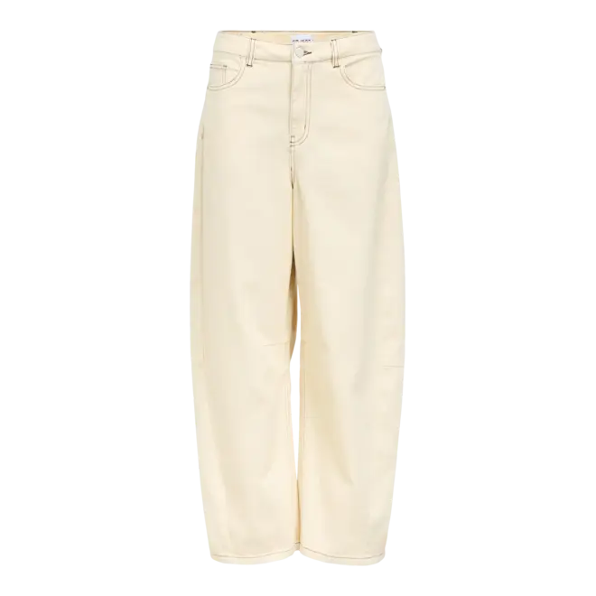 barrel jeans met contrast naden