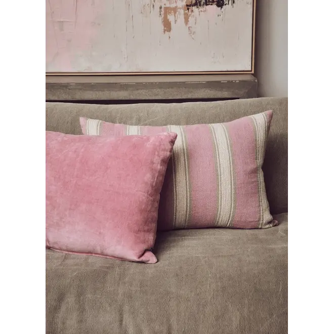 woven striped cushion blush