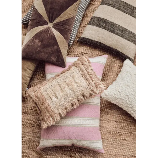 woven striped cushion blush