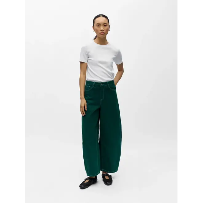 barrel jeans met taillebandje groen