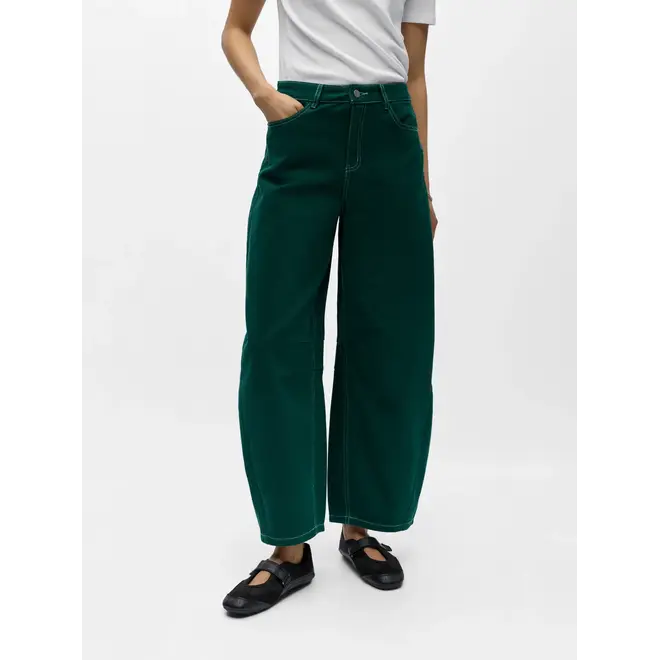 barrel jeans met taillebandje groen