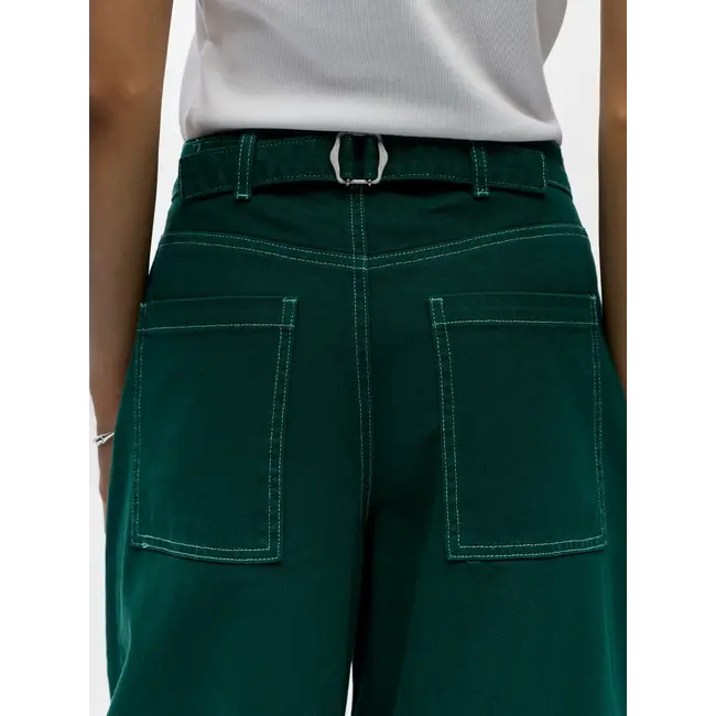 Object barrel jeans met taillebandje groen