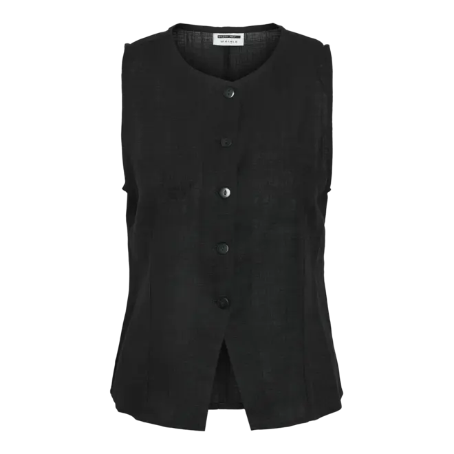 waistcoat linnenmix zwart