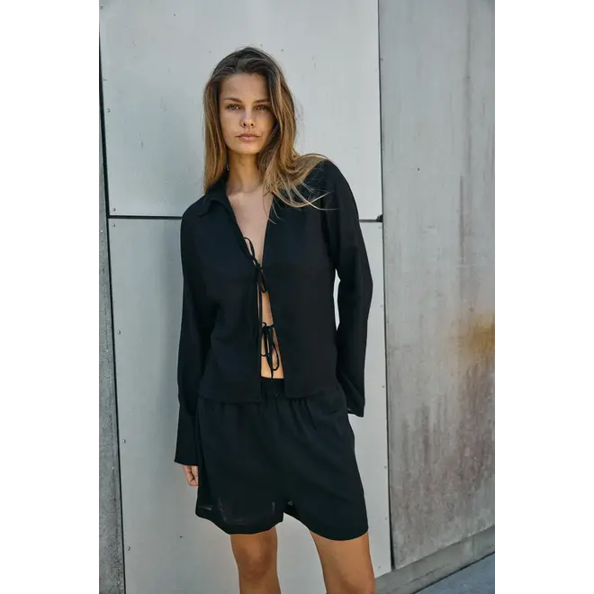 shorts linnenmix zwart