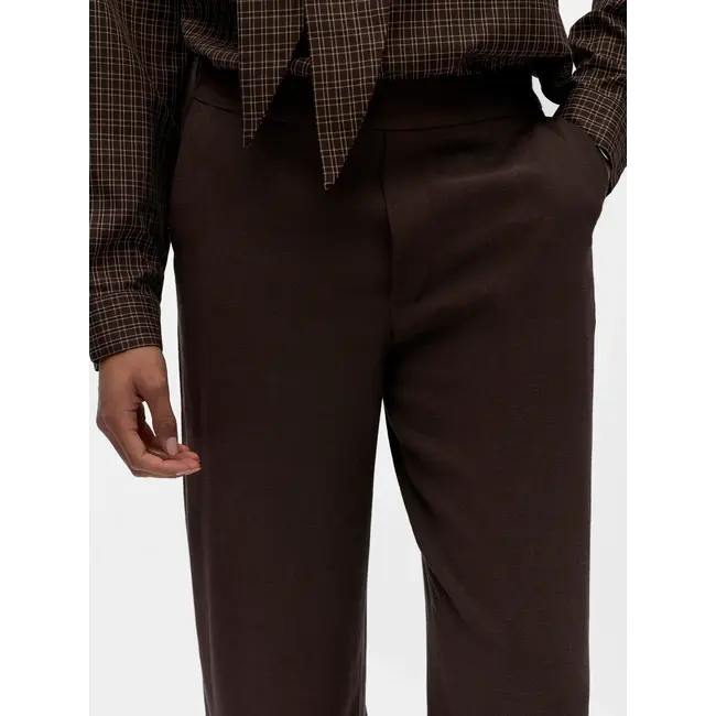 Object pantalon linnenmix bruin