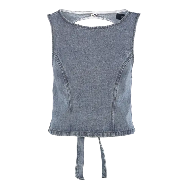 denim top met rugsluiting